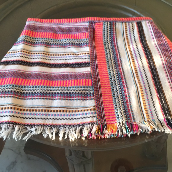 Multi color fringe mini skirt sZ medium waist 28 - Picture 2 of 4